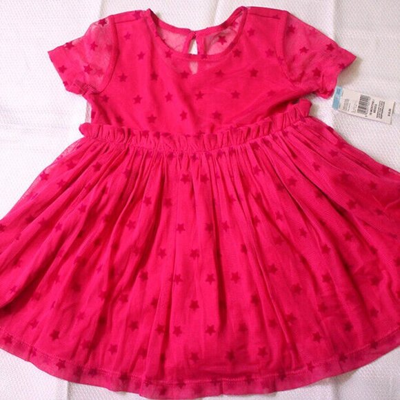 Toughskins Girls size 18 Months Dress Pink Fuchsia Star Pullover New 18M - Picture 1 of 7